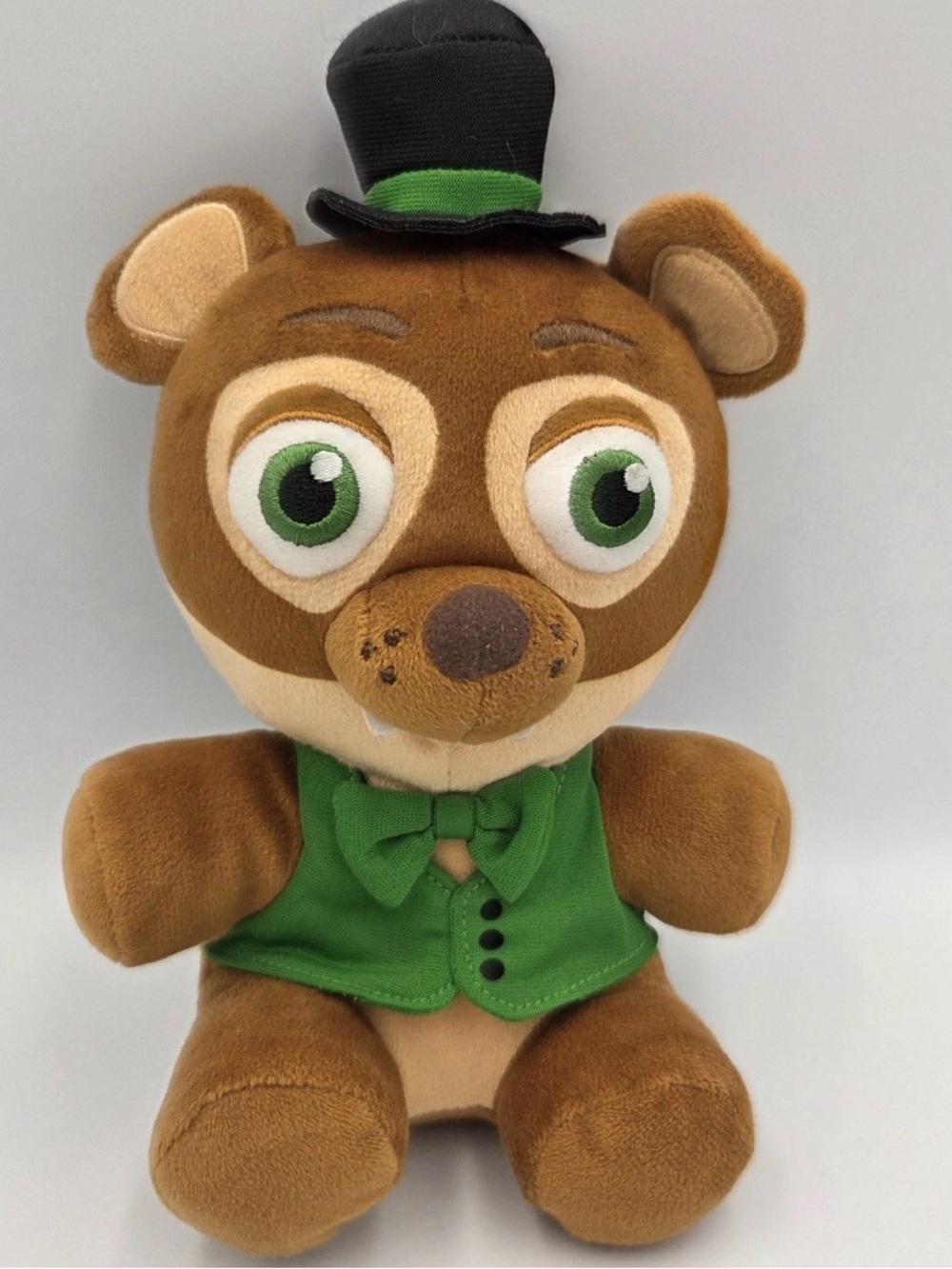 Plush Brown Bear with Green Vest and Top Hat - Kids Stuffed Animal